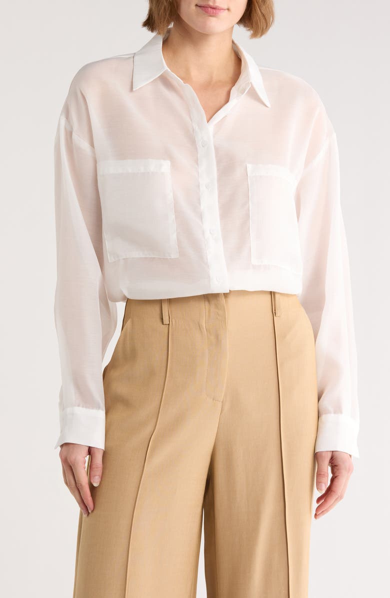 Lucy Paris Carlen Oversize Cargo Pocket Button-Up Shirt, Main, color, White