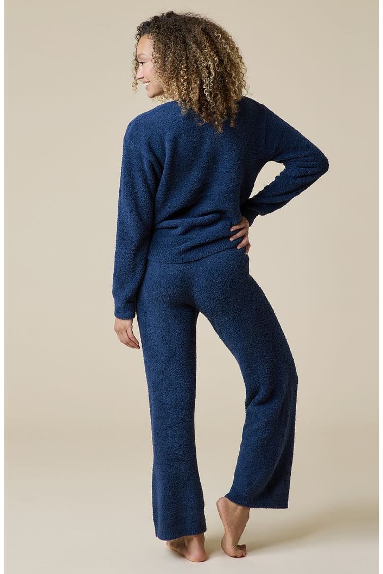 Solid Marshmallow V-Neck Lounge Set, Alternate, color, Midnight