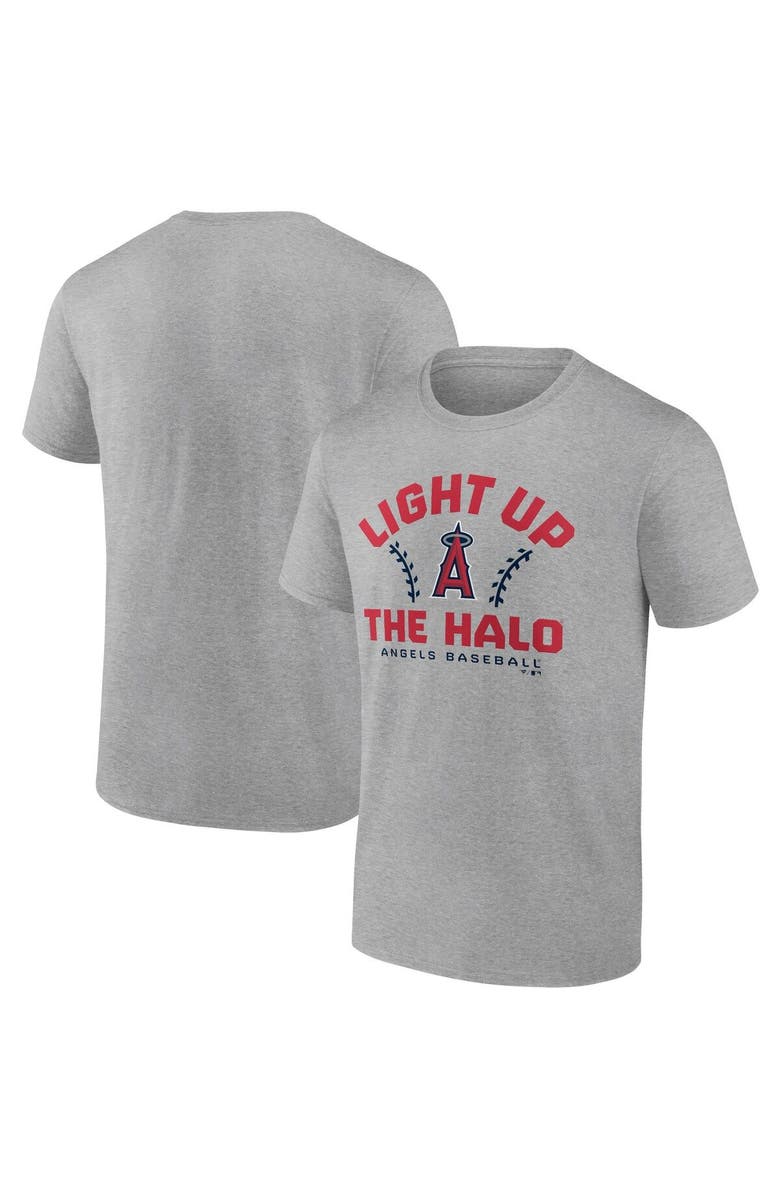 FANATICS Men's Fanatics Branded Heathered Gray Los Angeles Angels Iconic Go for Two T-Shirt, Main, color, 
