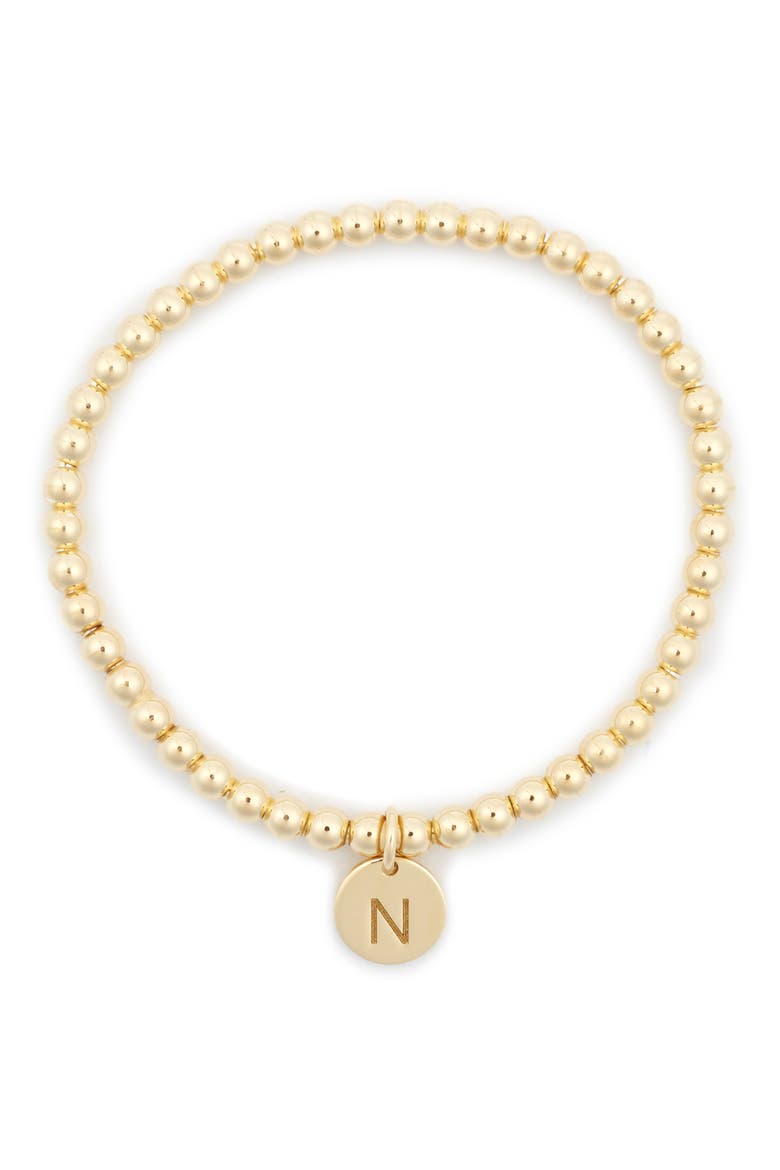 Initial Charm Ball Stretch Bracelet, Main, color, YELLOW-N