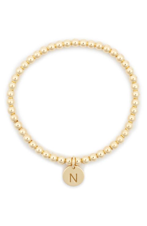 Initial Charm Ball Stretch Bracelet