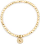 MESHMERISE Initial Charm Ball Stretch Bracelet
