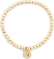 MESHMERISE Initial Charm Ball Stretch Bracelet