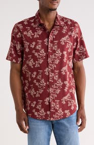 14th & Union Short Sleeve Button Front Linen Shirt