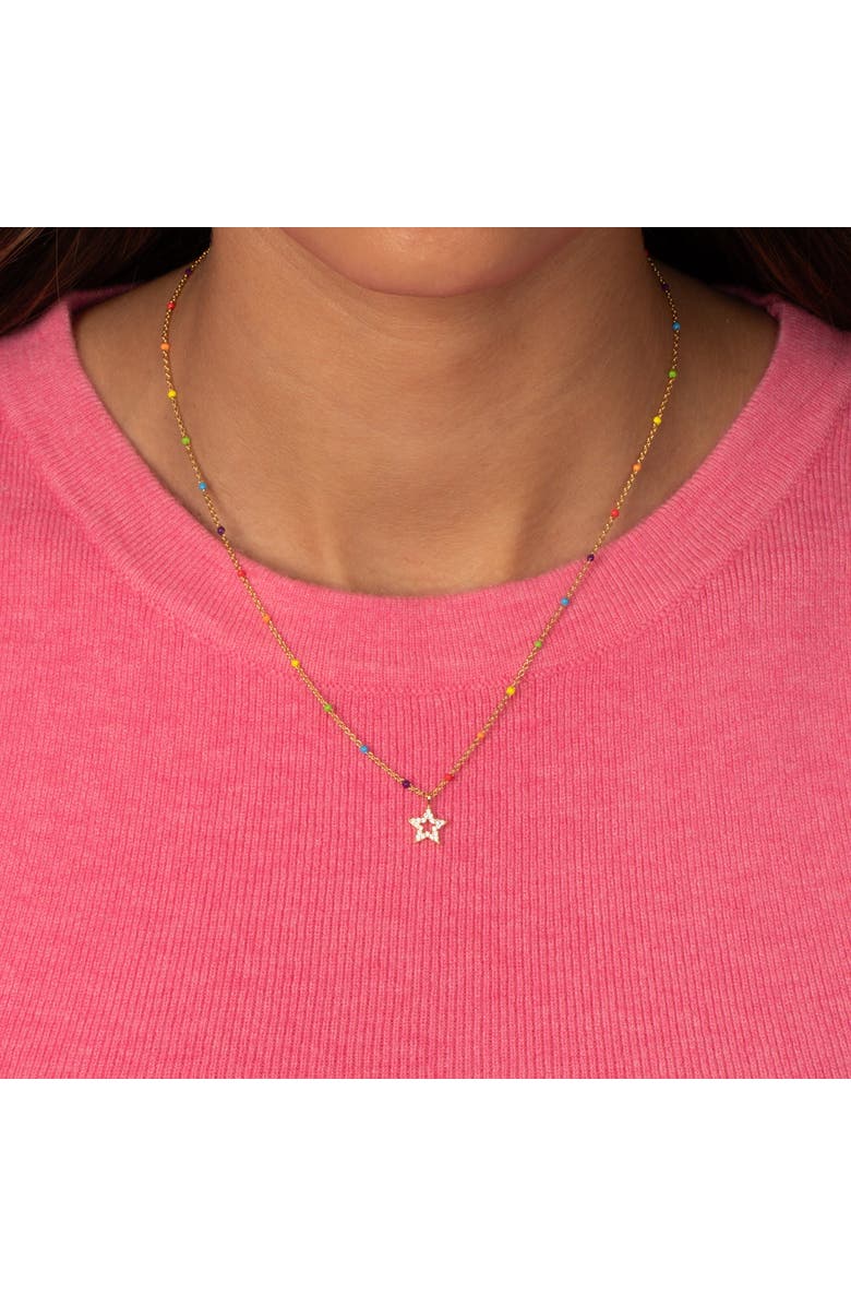 BY ADINA EDEN Pave Star Of David Multi Color Beaded Necklace, Alternate, color, 