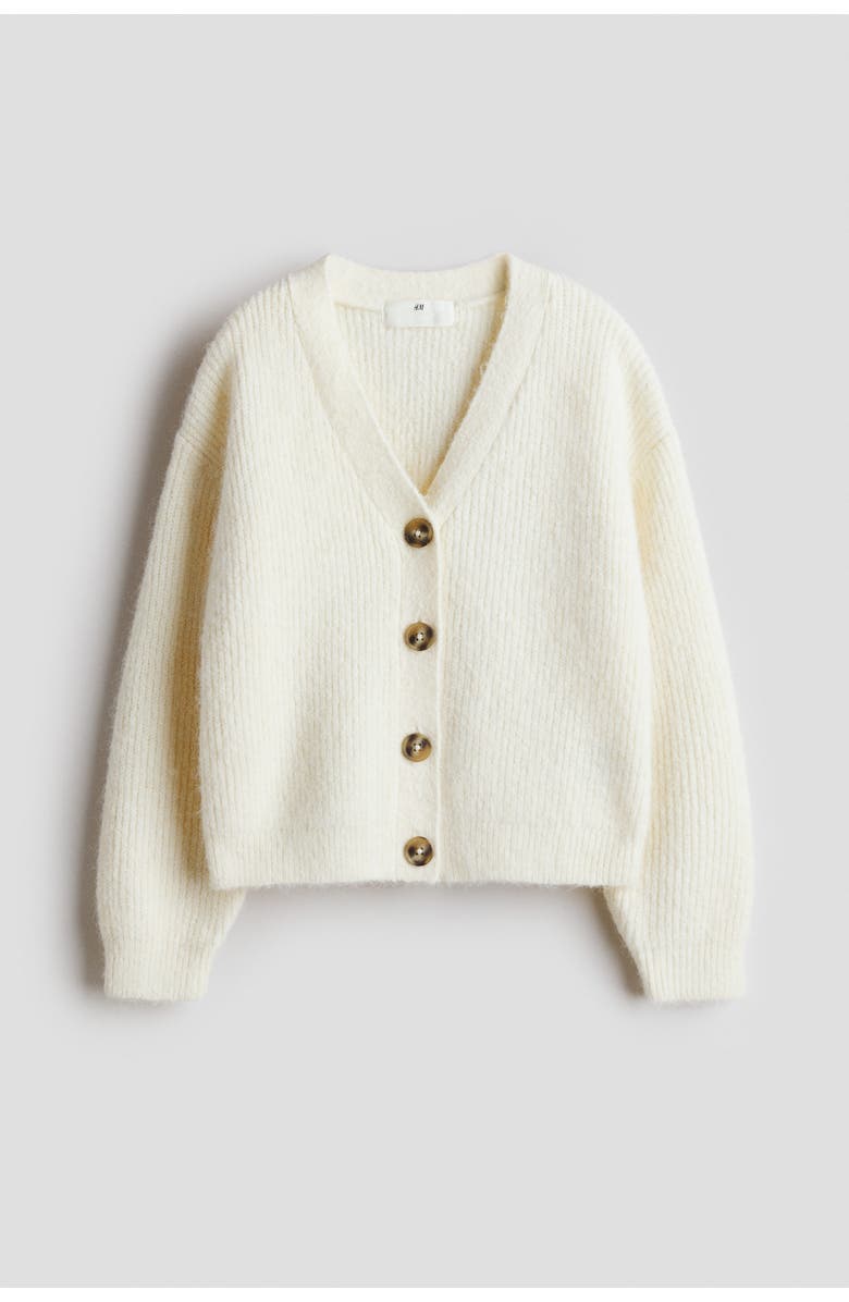 H&M Rib-knit Cardigan, Main, color, Cream