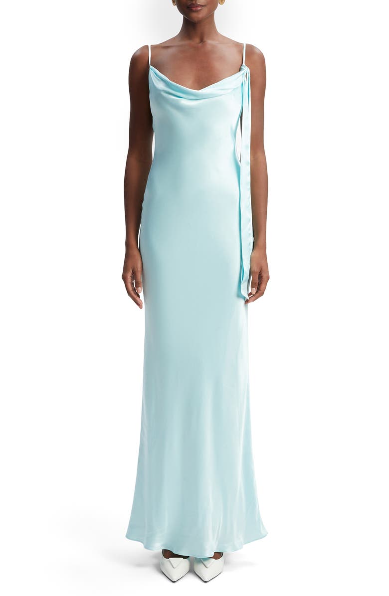 Bardot Rena Cowl Neck Satin Gown, Main, color, 