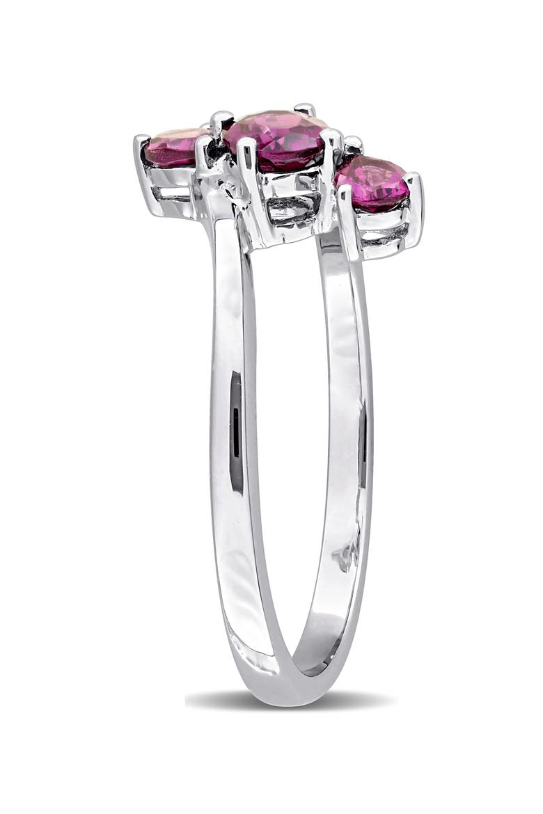 Rhodolite Garnet Sterling Silver Three-Stone Ring, Alternate, color, RED