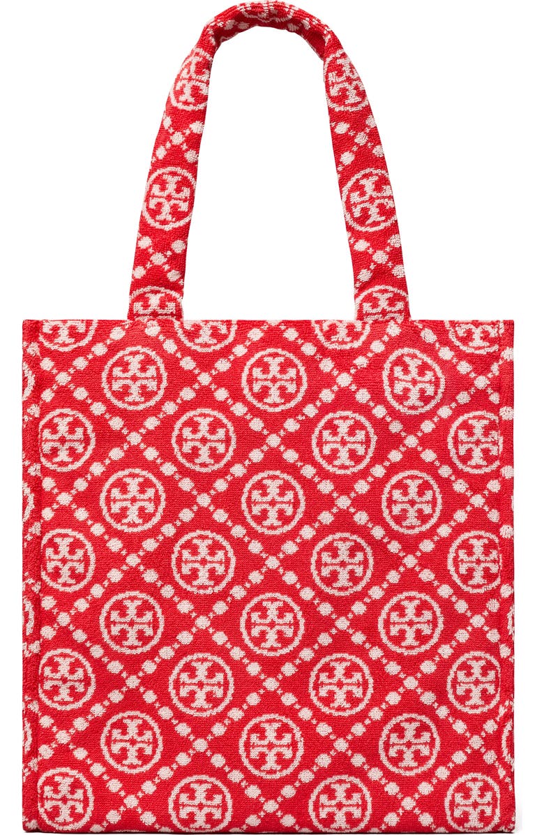 Tory Burch T Monogram Terry Cloth Tote, Main, color,