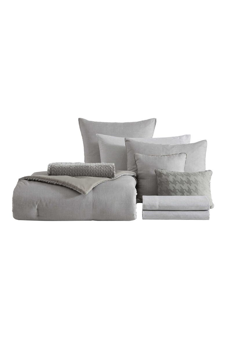 Abstract Texture 14-Piece Comforter Set, Main, color, LIGHT GREY