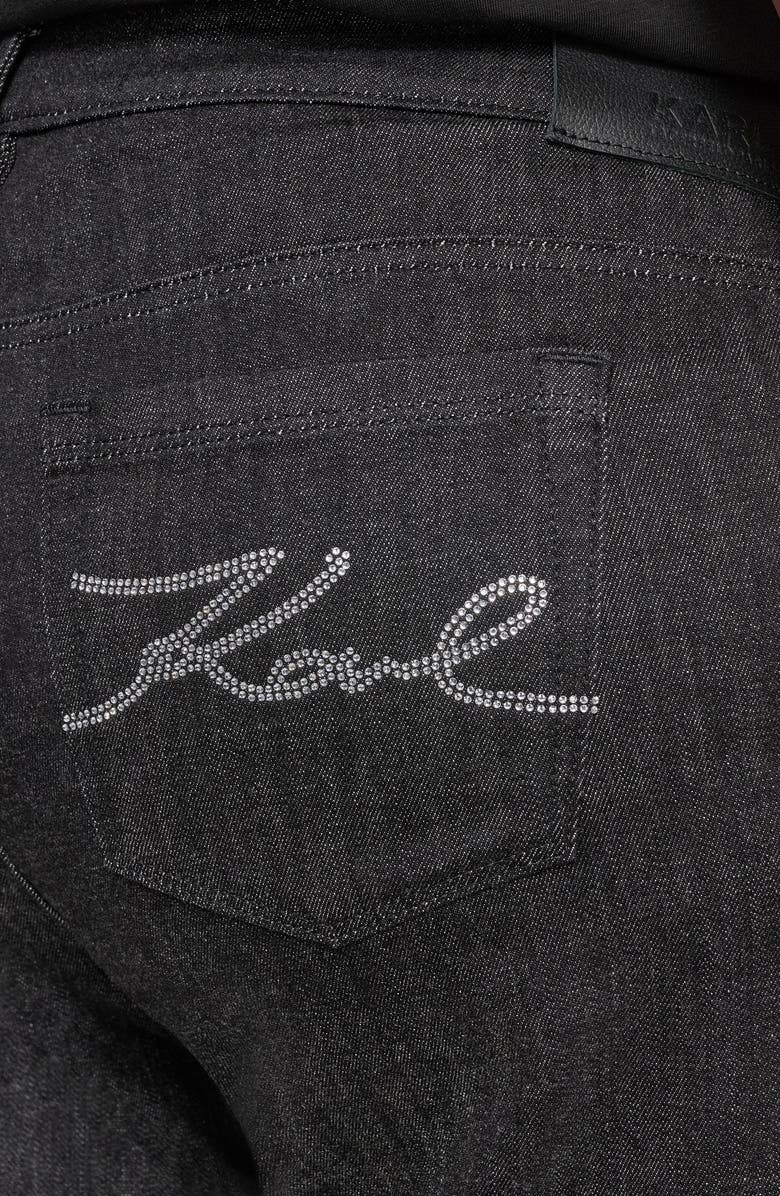 KARL LAGERFELD PARIS Crystal Cuff High Waist Jeans, Alternate, color, Blue