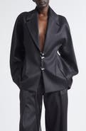 GRACE LING Padlocks Wool Blend Satin Blazer
