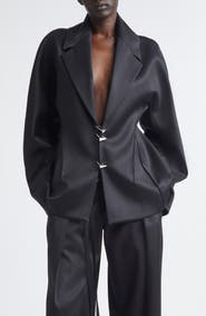 GRACE LING Padlocks Wool Blend Satin Blazer