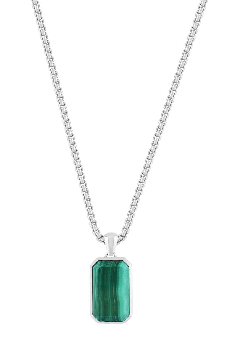 Men's Sterling Silver Malachite Pendant Necklace, Alternate, color, GREEN