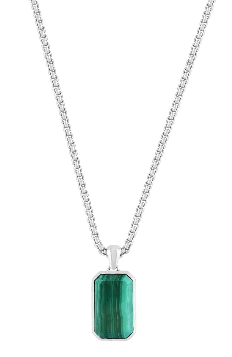 EFFY Men's Sterling Silver Malachite Pendant Necklace, Alternate, color, Green