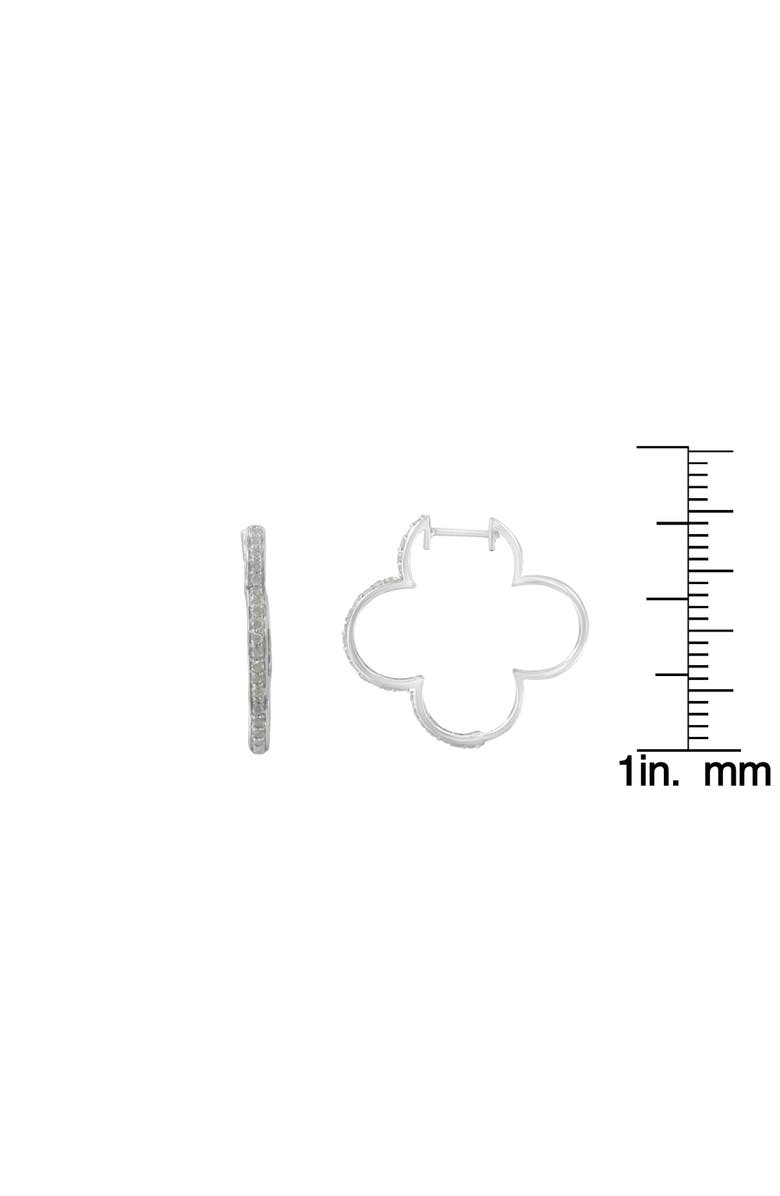 Haus of Brilliance Silver 1.0 Ct Diamond 4 Leaf Clover Shape Hoop Earrings, Alternate, color, White