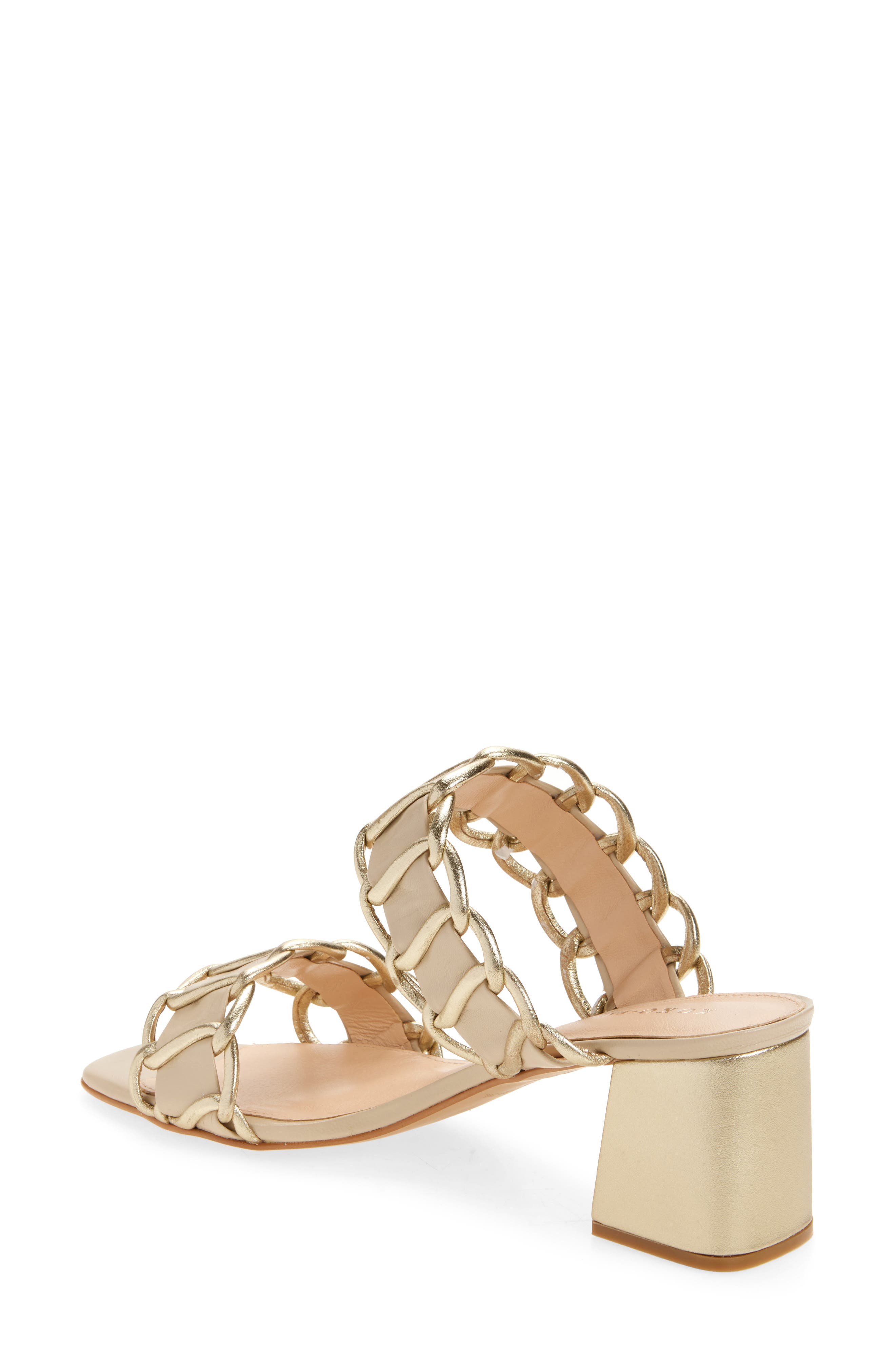 KOKO + PALENKI Nao Block Heel Slide Sandal, Alternate, color, Gold/ Beige Leather