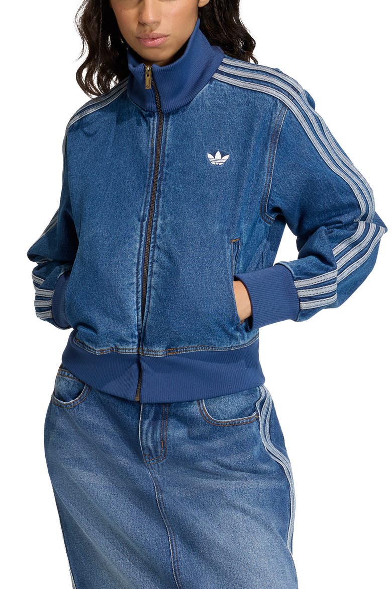 Firebird Denim Track Jacket, Main, color, MEDIUM VINTAGE DENIM
