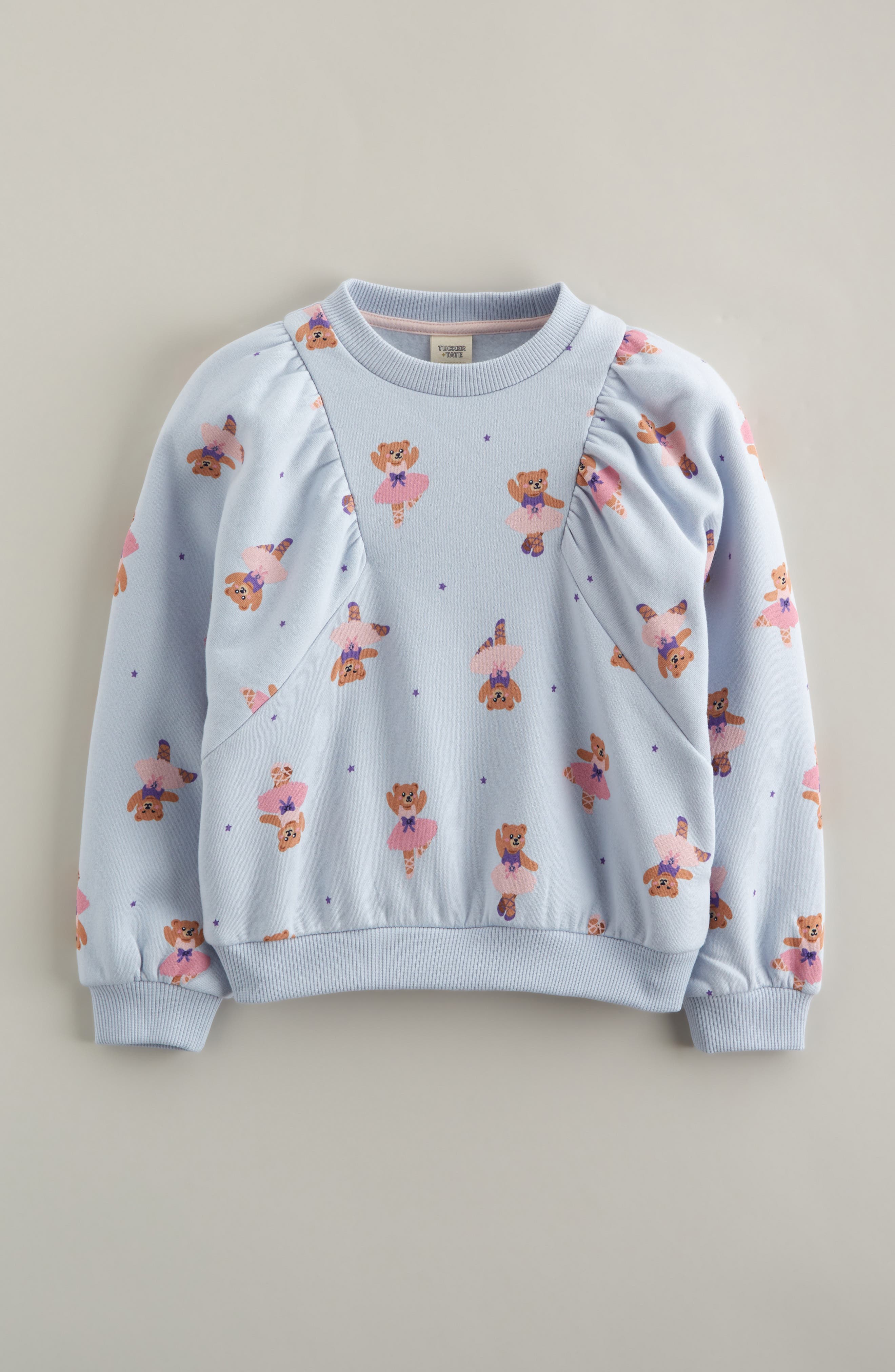 Kids' Puff Sleeve Cotton Blend Sweatshirt