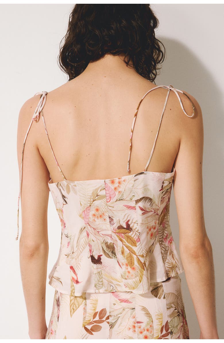 H&M Tie-strap Viscose-blend Top, Alternate, color, Light Peach Pink/Floral