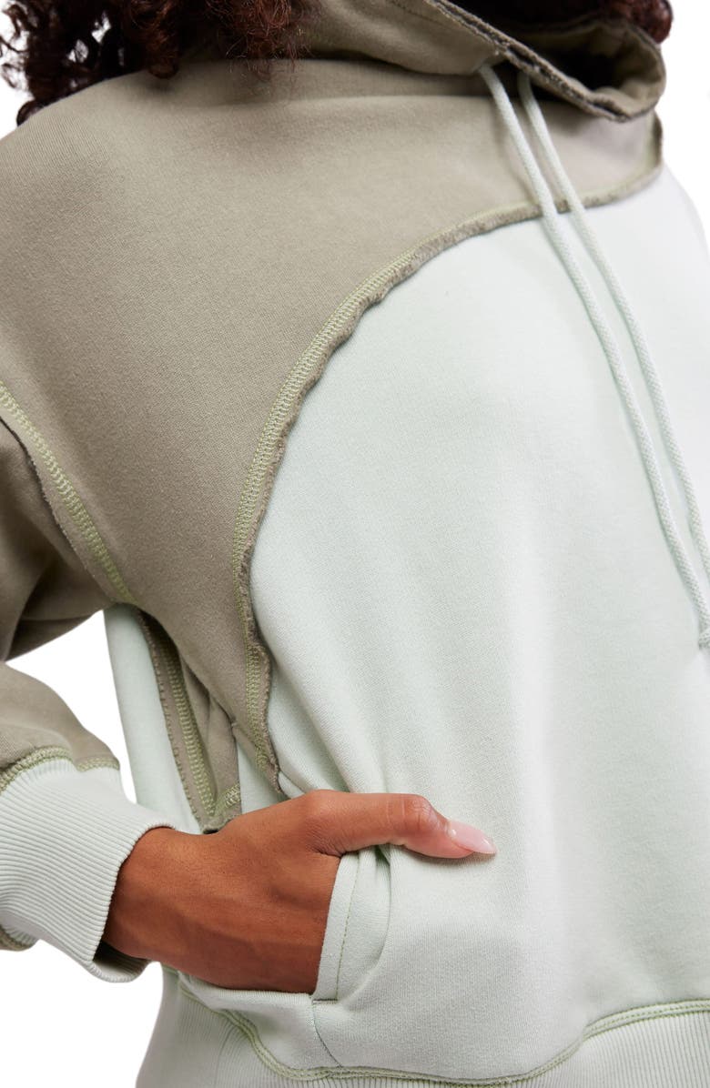 Free People FP Movement Homestretch Colorblock Tie Neck Sweatshirt, Alternate, color, Sage Stone Combo