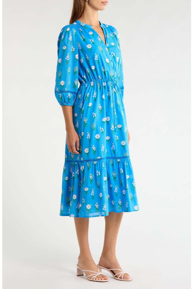 Jazleen Floral Print Midi Dress, Alternate, color, BLUE-WHITE-GREEN