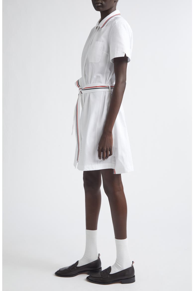 Belted Cotton Poplin Shirtdress, Alternate, color, WHITE