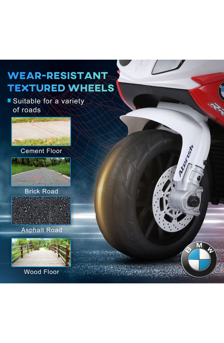 Aosom 6V Licensed BMW Ride On Motorcycle with Headlight, Music, Alternate, color, Red