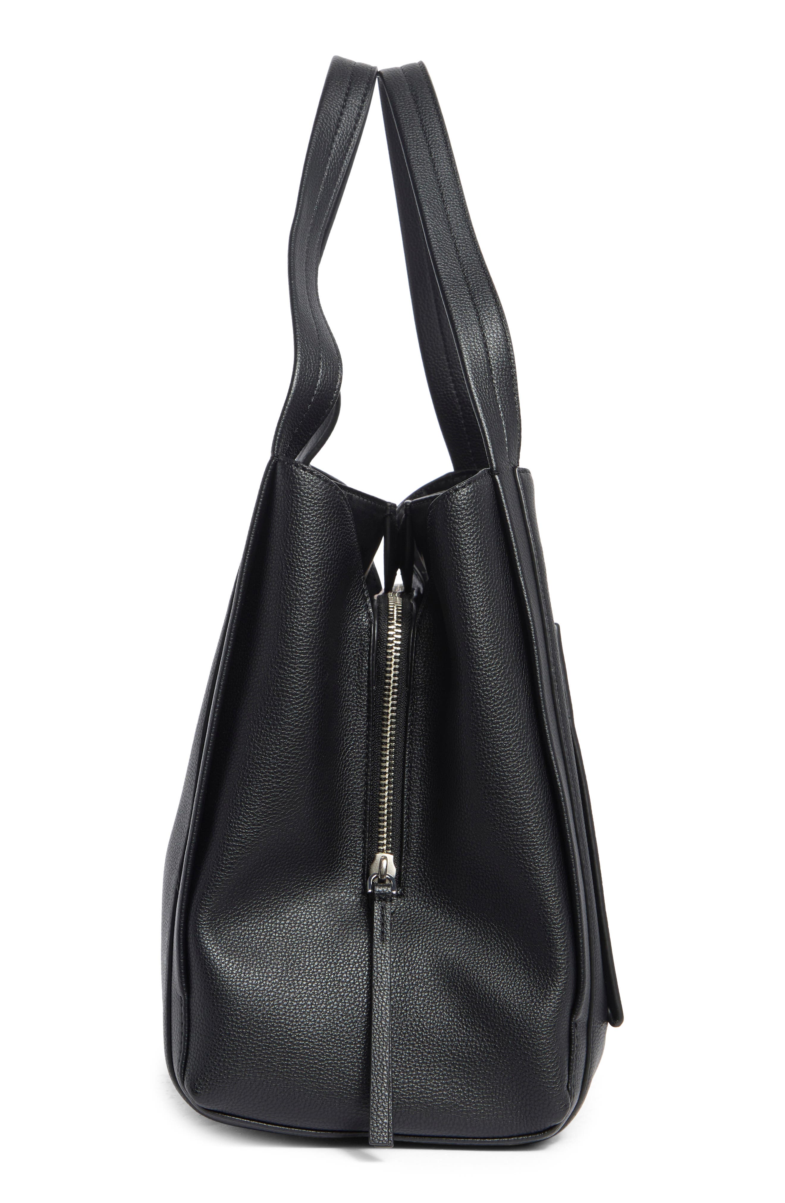 DKNY Nala Faux Leather Hobo Bag, Alternate, color, Black/ Silver