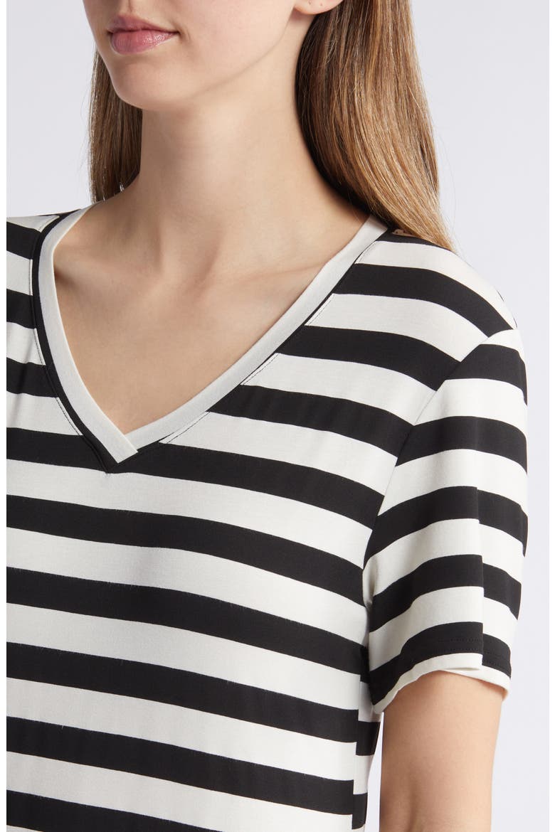 Lydia Stripe Midi T-Shirt Dress, Alternate, color, BLACK/ WHITE