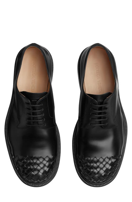 Bottega Veneta Leather Intrecciato-toe James Oxford Shoes In Black