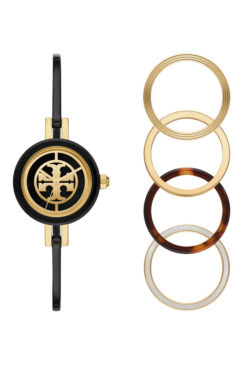 The Reva Bangle Watch Set, 28mm, Main, color, BLACK