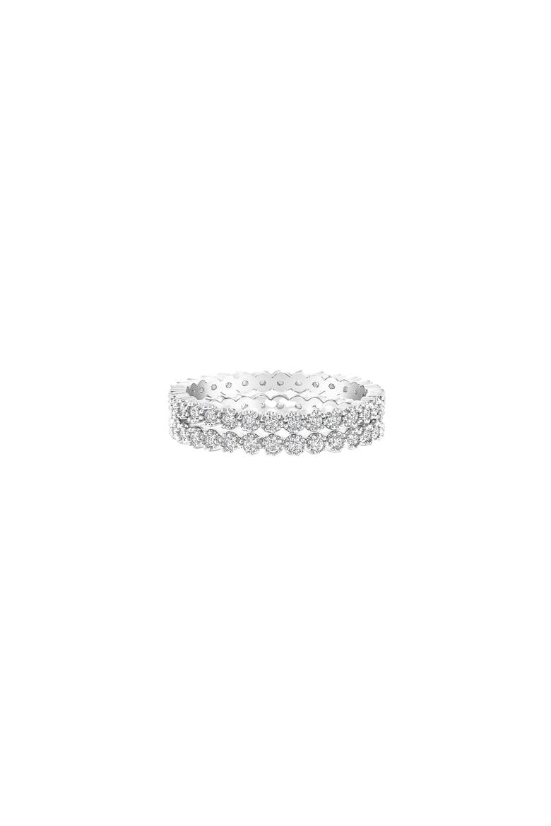 Sterling Silver Celeste Tennis Ring Set Dainty Sparkle Trendy, Alternate, color, Silver