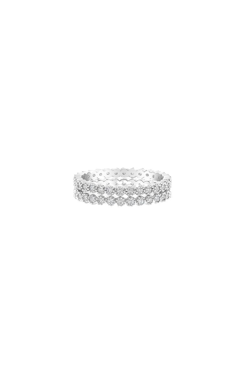Bearfruit Jewelry Sterling Silver Celeste Tennis Ring Set Dainty Sparkle Trendy, Alternate, color, Silver