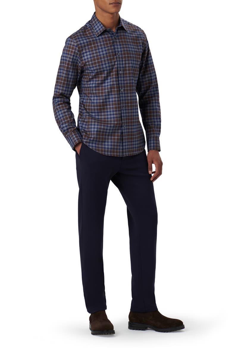 Julian Plaid Print Cotton Button-Up Shirt, Alternate, color, TRUFFLE