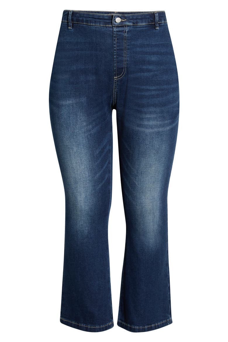 Estelle Pull-On Ankle Flare Jeans, Alternate, color, DARK MID WASH