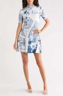 Desigual Love Print Short Sleeve Ribbed Dress