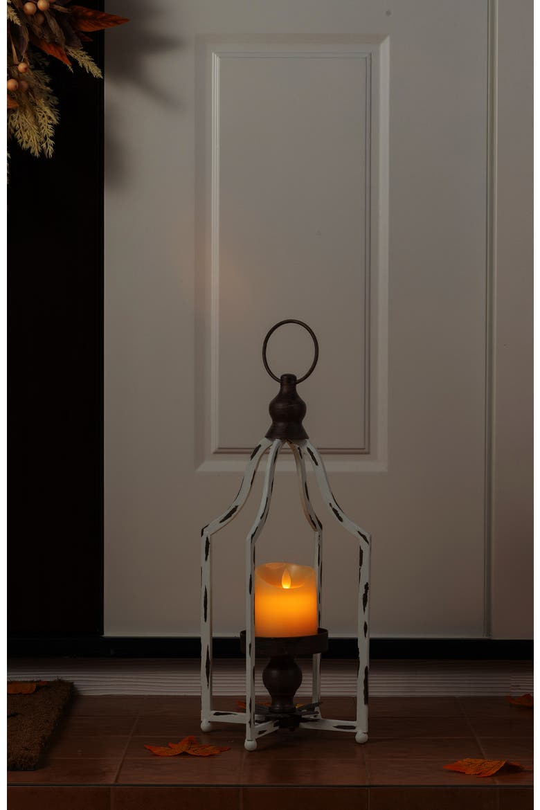 Modern Farmhouse Metal Decorative Lantern Candle Holder, Alternate, color, White