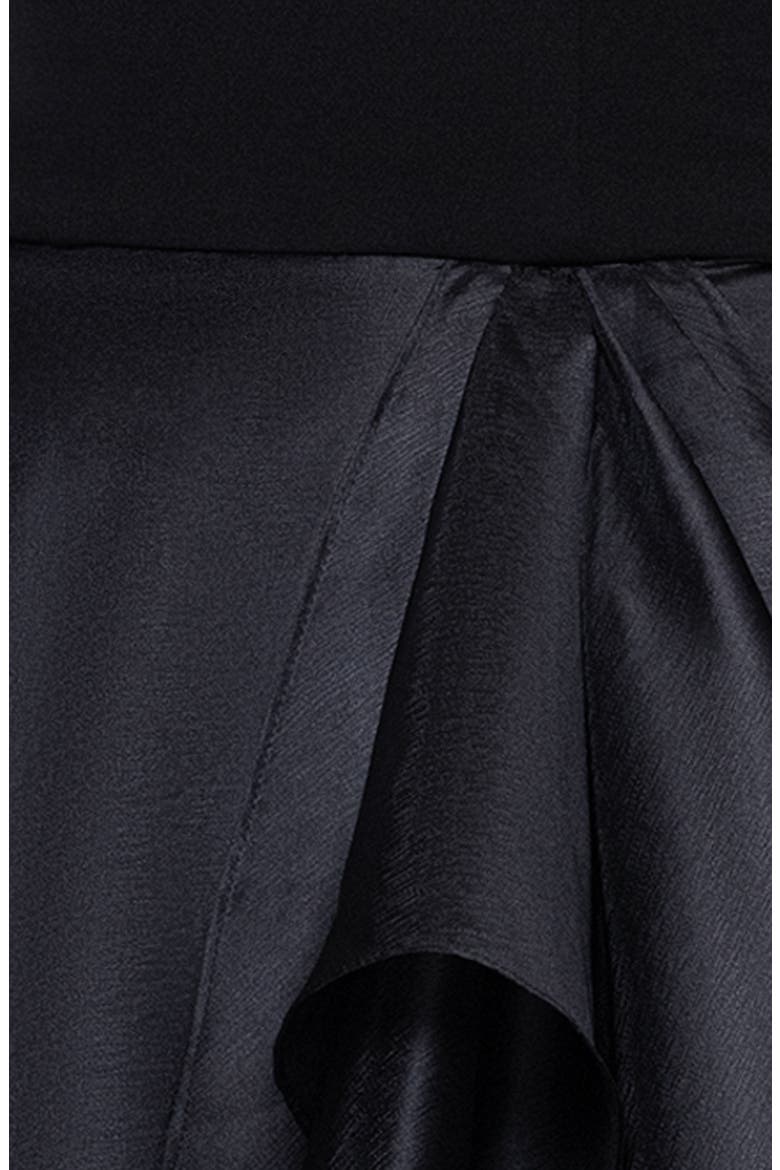 Ruffle Strapless Mixed Media Gown, Alternate, color, BLACK
