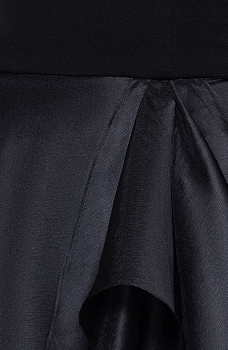 Betsy & Adam Ruffle Strapless Mixed Media Gown, Alternate, color, Black