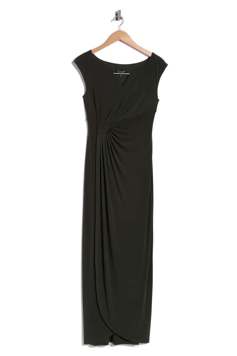 Crystal Notch Side Ruched Gown, Alternate, color, DARK OLIVE
