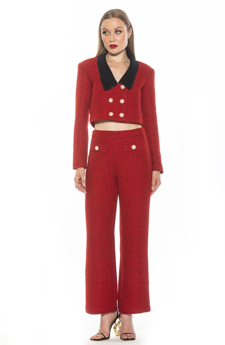 Alexia Admor Aurelia Tweed Crop Jacket, Alternate, color, Red