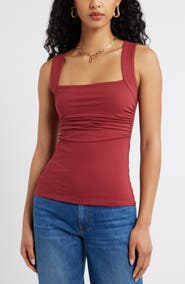 Open Edit Ruched Square Neck Tank