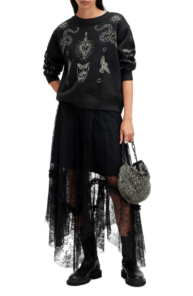 AllSaints Pippa Beaded Hex Cotton Blend Sweater, Alternate, color, 