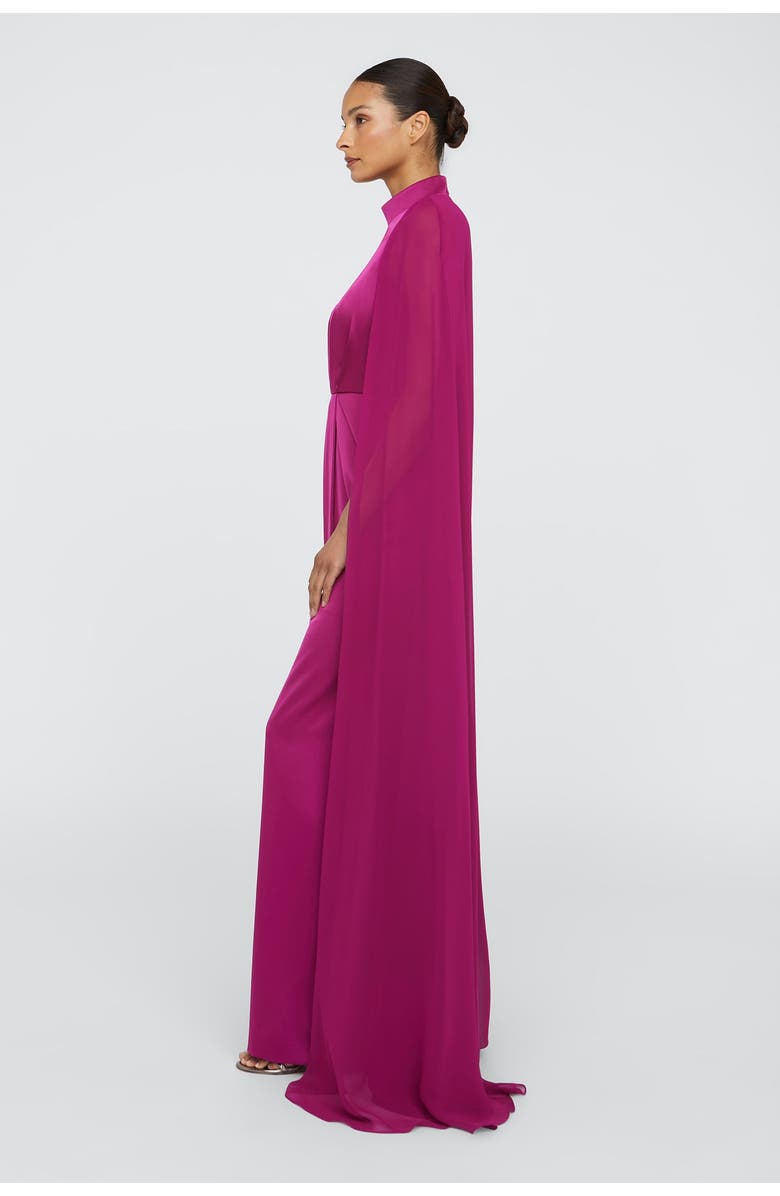 Theia Phillipa Cape Gown, Alternate, color, Sangria