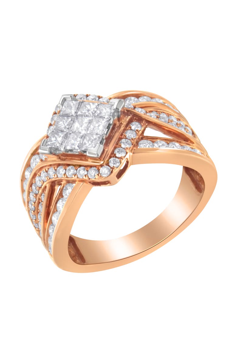 Haus of Brilliance Two-Tone 10KT Gold 1 1/2 cttw Diamond Bypass Cocktail Ring, Alternate, color, White