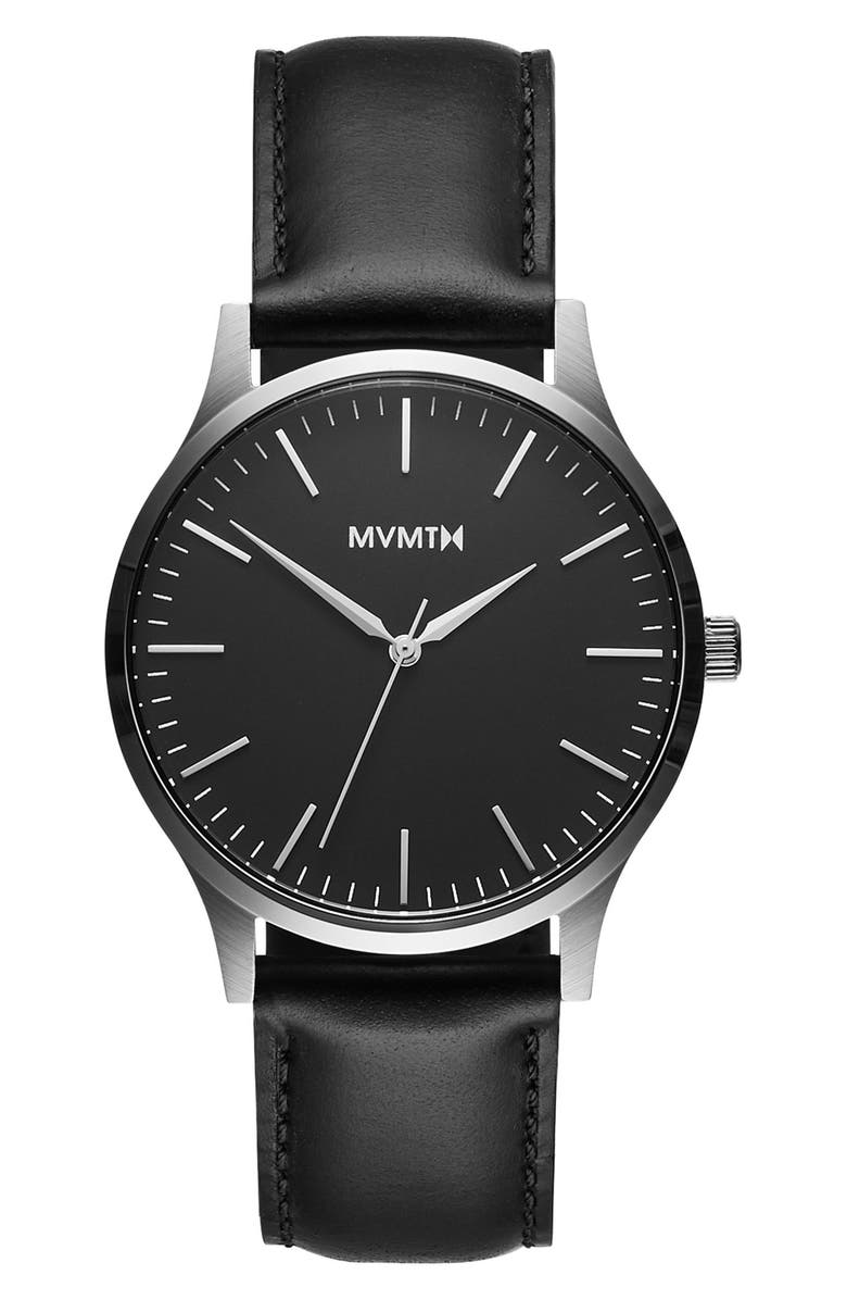 MVMT Leather Strap Watch, 40mm, Main, color, 