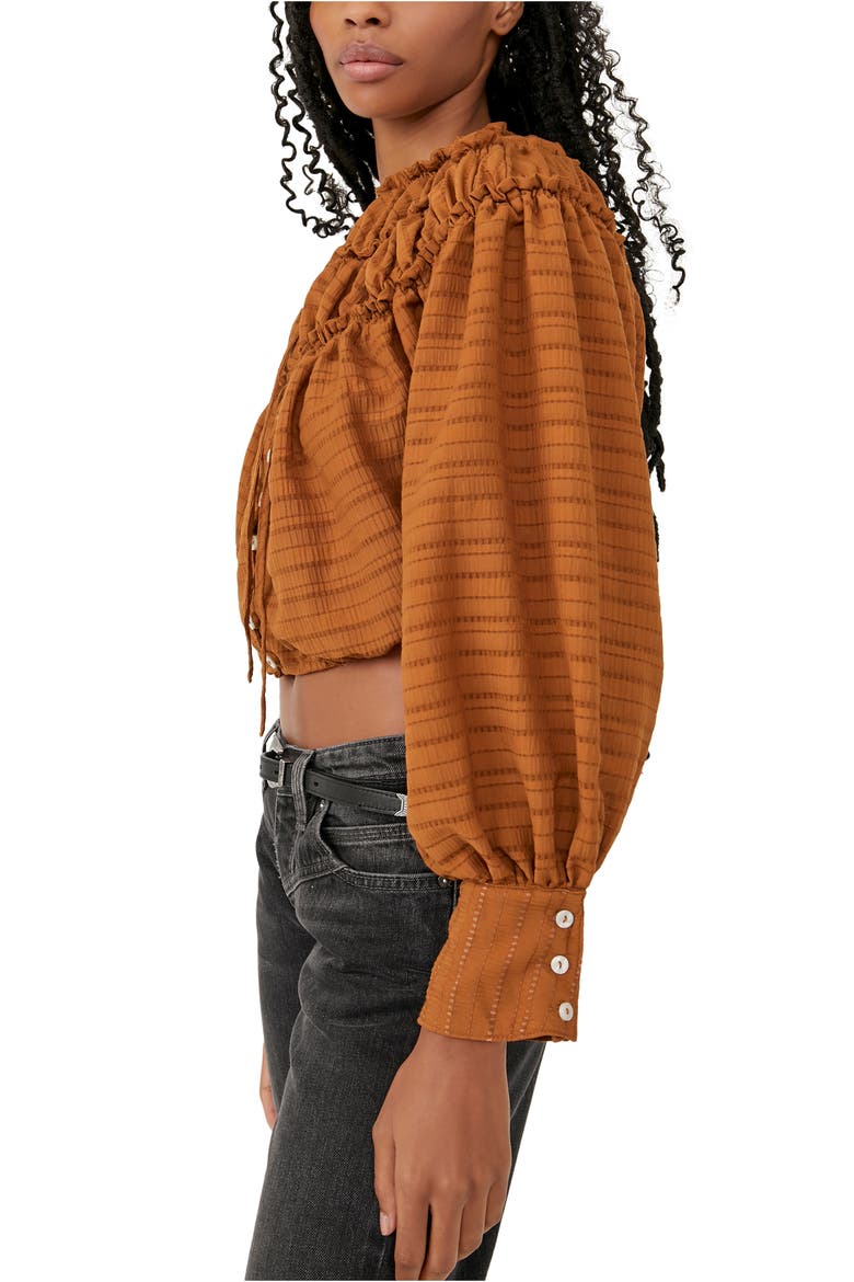 Hailey Crop Long Sleeve Blouse, Alternate, color, GLAZED GINGER