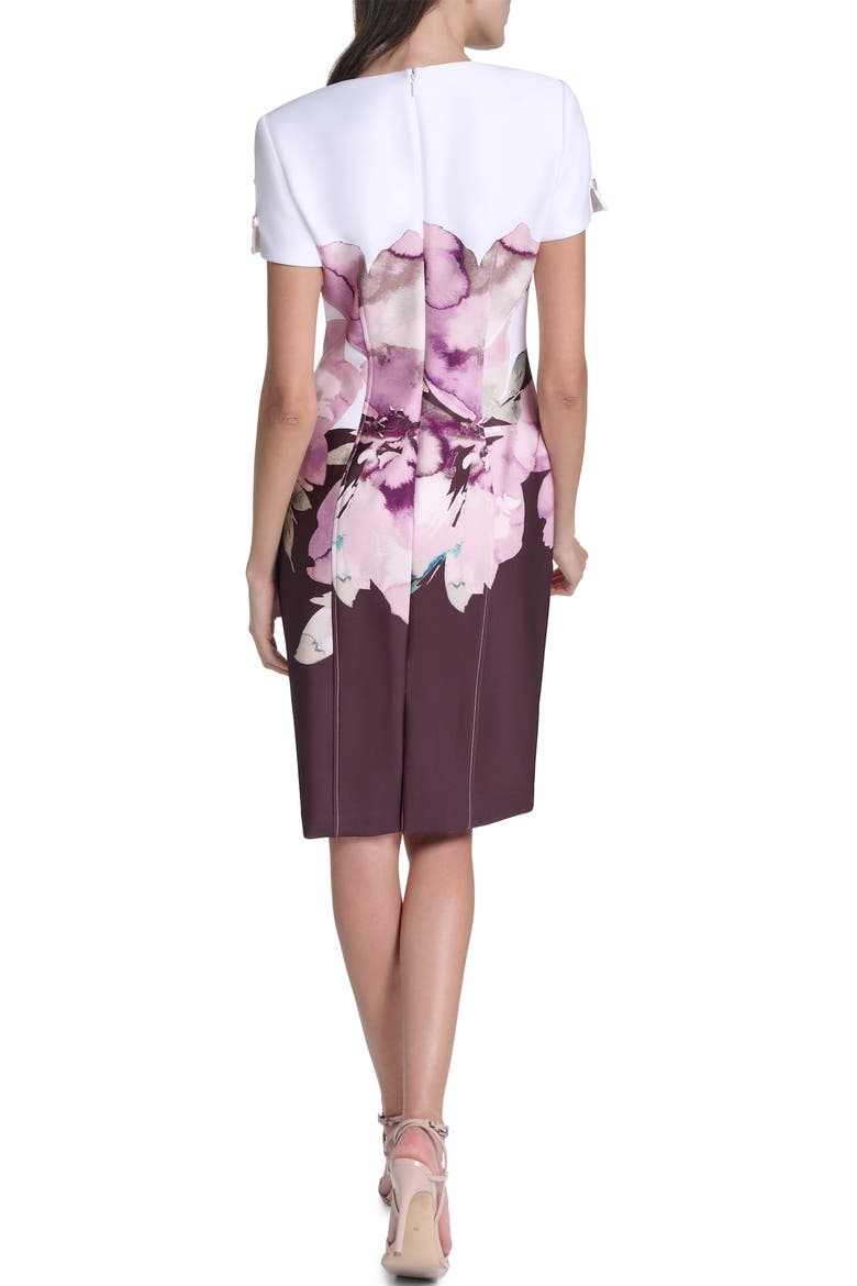 Print Floral Sheath Dress, Alternate, color, COFFEE BEAN MULTI