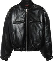 LU'U DAN Riot Faux Leather Bomber Jacket